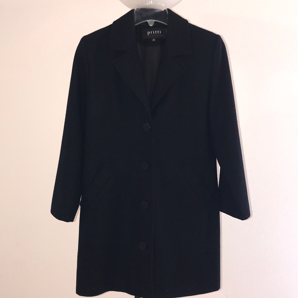 Pritti black wool/nylon coat